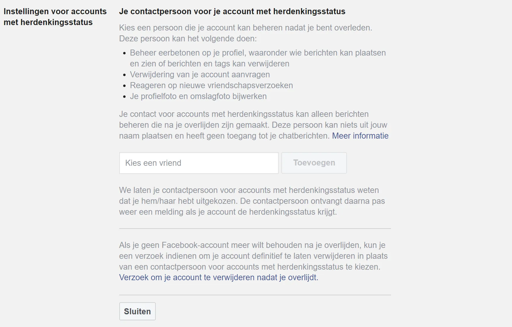 Facebook Herdenkingsstatus