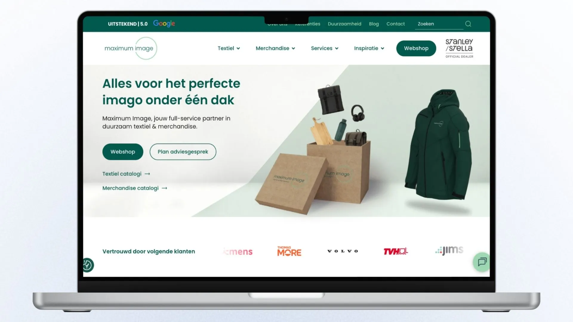 Maximum Image website op een laptop