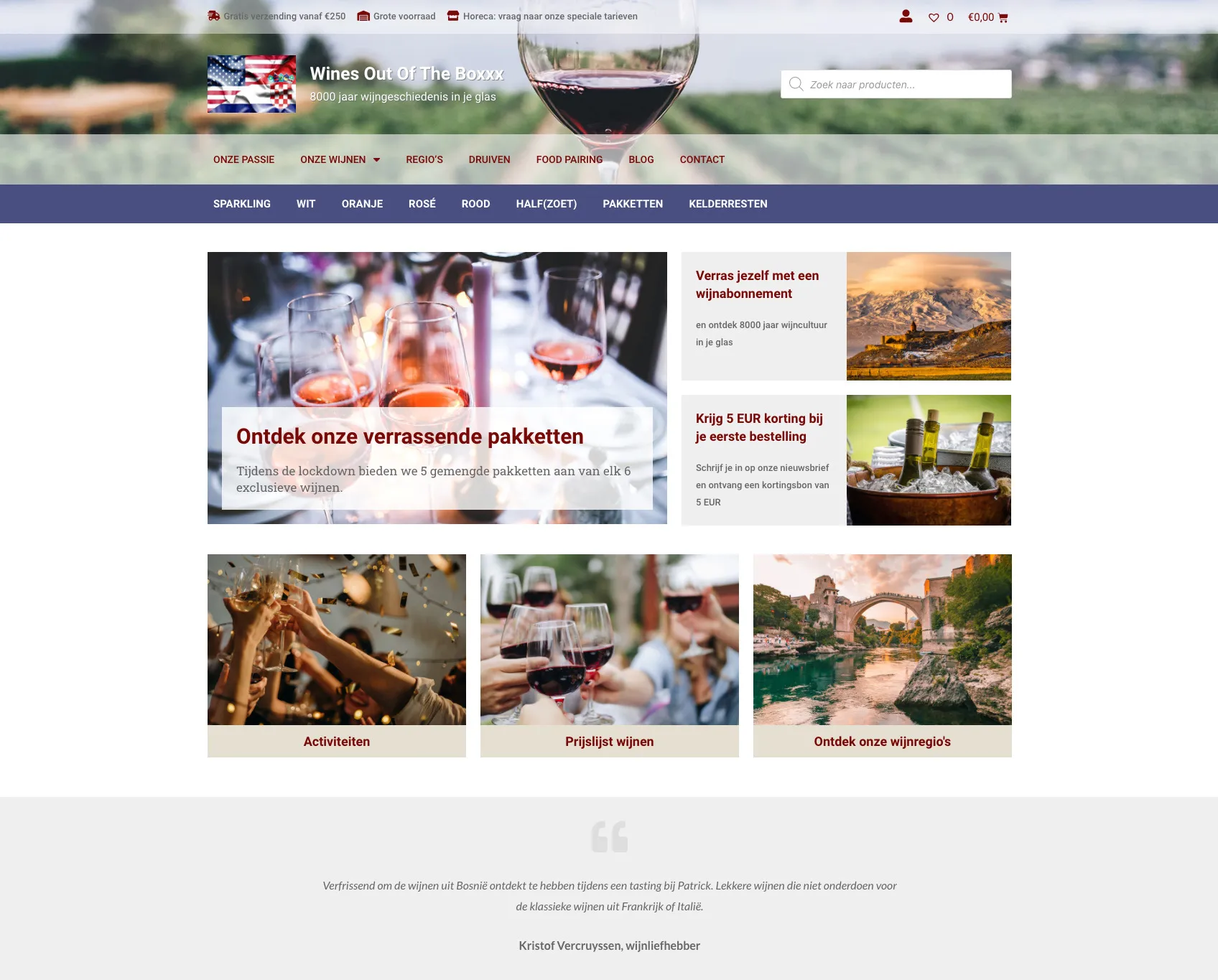 Woocommerce  webshop voor Wines Out Of The  Boxxx