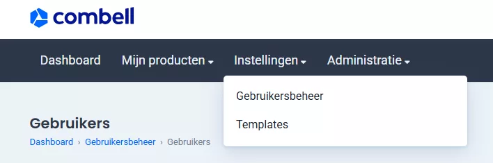 combell gebruikersbeheer instellingen